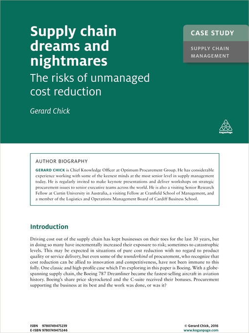 Title details for Supply Chain Dreams and Nightmares by Gerard Chick - Available